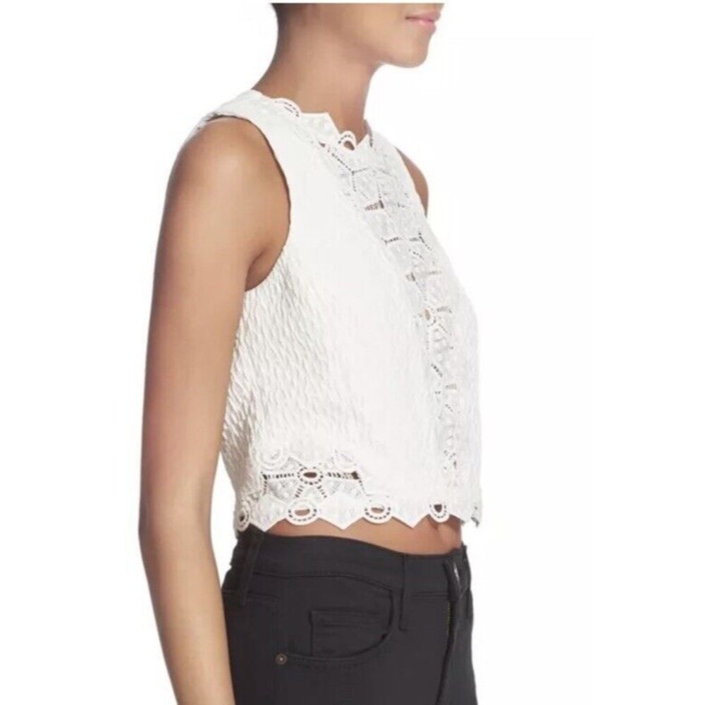 New Rebecca Taylor Sleeveless Dia Lace Top  Size 6 White